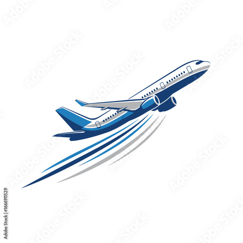 Airplane Takeoff Logo: A Stylized Vector Illustration of an Airplane, Symbolizing Travel, Adventure, and Global Connections.