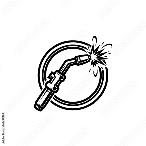 Welding Torch Logo: A Strong Industrial Design, Symbolizing Skill, Craftsmanship, and Production.