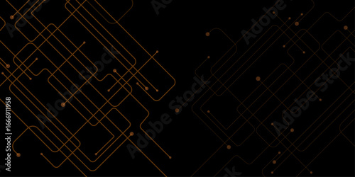 Abstract technologic seamless pattern. Futuristic background. Circuit board texture background, seamless pattern. White lines and dots on black background. Vector design. Constellations seamless