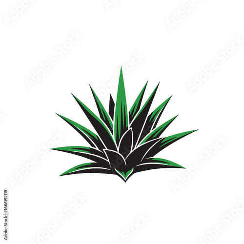 Agave Plant Logo: A Stylized Green and Black Design, Perfect for a Tequila or Natural Product Brand.