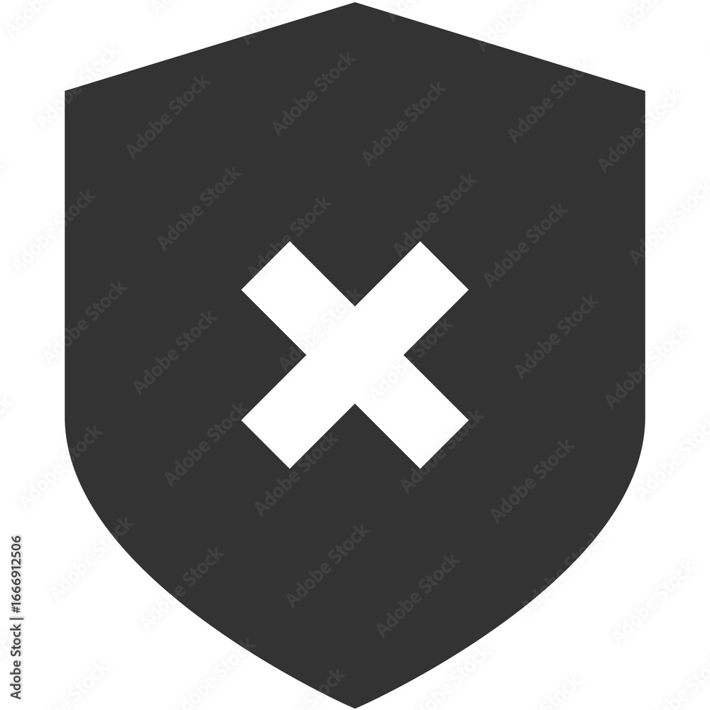 Fototapeta premium black silhouette shield cross x icon
