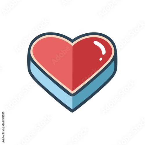 Stylized Heart with Dimensional Appearance Valentine's Day or Love Illustration