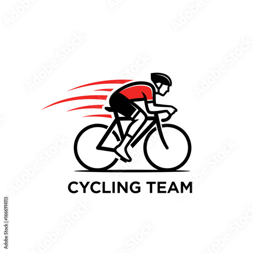 Cyclist in Motion Representing Cycling Team Dynamic Logo Design Icon Illustration