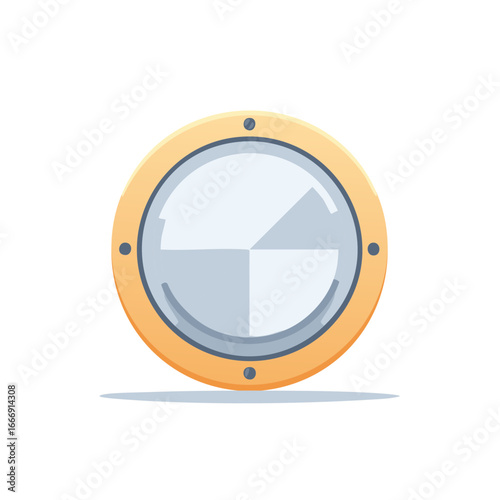 Round nautical porthole window illustration depicting adventure and travel, symbolizing maritime history and design.
