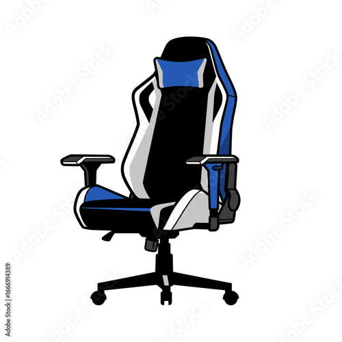Gaming Chair Blue and White Stylish Ergonomic Design for Ultimate Comfort