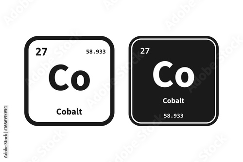 Cobalt, Co, chemical periodic table element icon. The chemical element of the periodic table. Icon with molar mass and atomic number for lab, science or chemistry class.