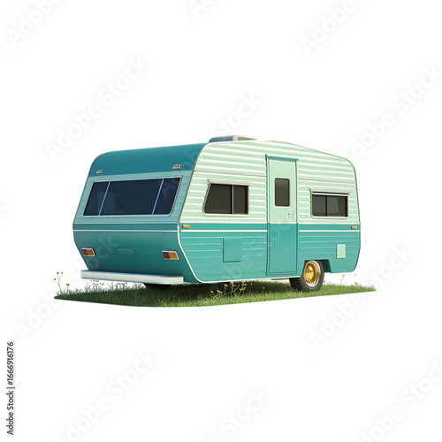 Wallpaper Mural Retro teal and white caravan, perfect for travel and adventure. Torontodigital.ca
