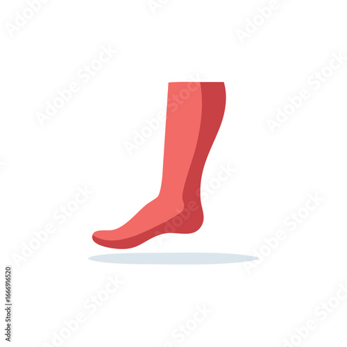 Single Human Leg Cartoon Style: Foot, Calf, Thigh in Red Shade