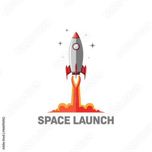 A stylized rocket launching into space.  A symbol of progress and ambition.