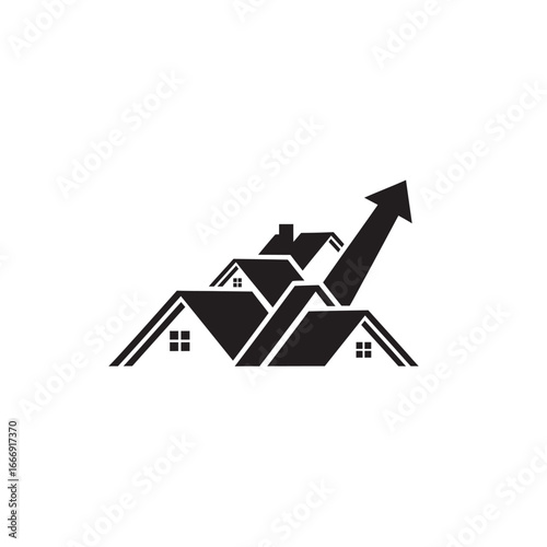 Building home real estate logo vector with trade arrow business