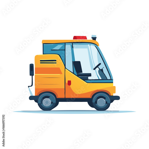 Compact Airport Baggage Tug Vehicle in Yellow and Orange Tones