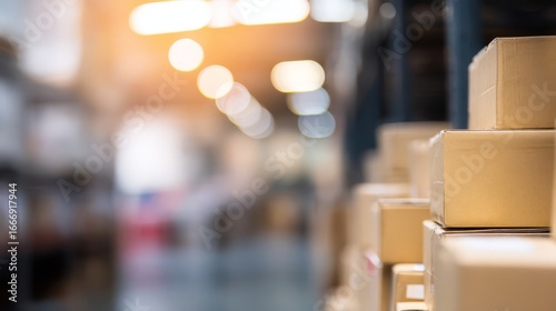 Stacked Boxes in a Warehouse with Soft Lighting