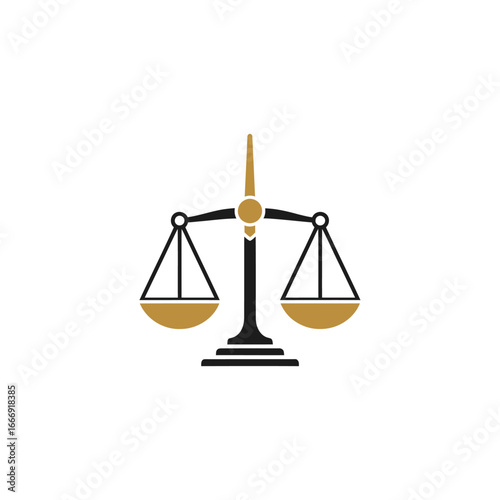 A simple, elegant graphic of scales of justice, symbolizing law and fairness.
