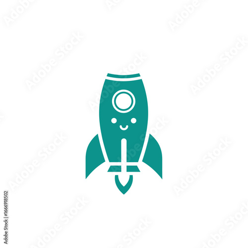 A cute teal rocket ready for liftoff.  Perfect for kids!