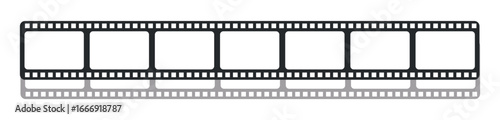 Cinema filmstrip roll on white background. Blank negative film. 35mm film slide frame. Cinema or photo frames. Long, retro film strip frame. Vector illustration
