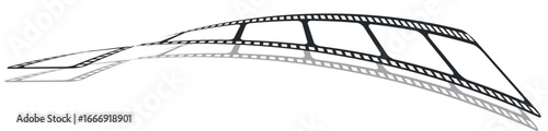 film strip icon used for videography elements, cinema reel. Filmstrip with frames, photo and videos for camera. Old white and black film tapes of 35mm. Realistic film strip on white background