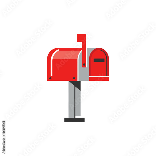 A simple illustration of a classic red mailbox.