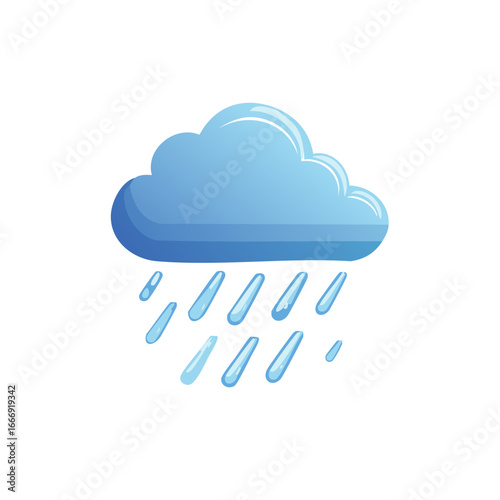Illustration of a Blue Rain Cloud with Droplets Weather Icon Meteorology Forecast Precipitation Concept