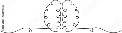 Human brain continuous one line drawing minimalist style isolate outline illustration for medical design