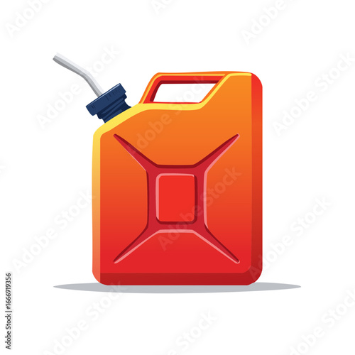 Illustration of a Red and Orange Fuel Can with a Spout for gasoline and chemical products