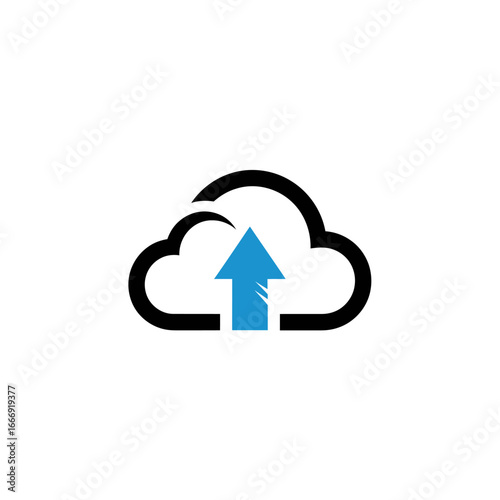 Simple cloud upload icon. Represents data storage and transfer.
