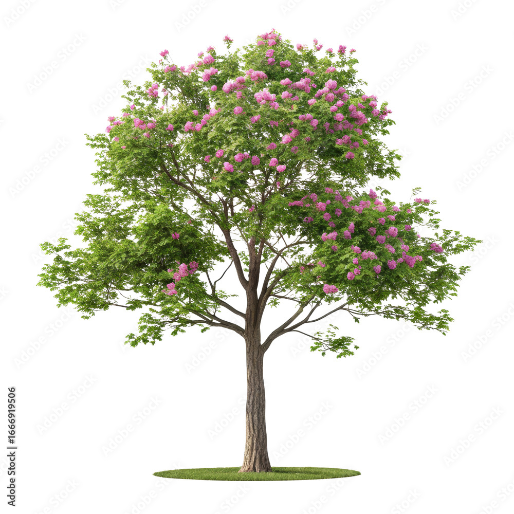 Obraz premium Pink Flower Tree, Isolated on Transparent Background, Full Bloom, Nature, Spring, tree, plant, flora