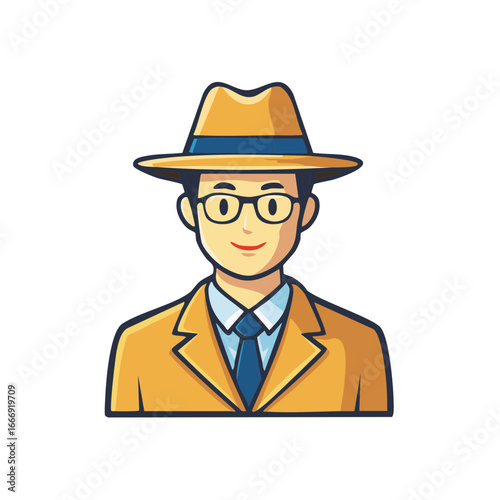 Friendly Man in Fedora Hat and Suit with Glasses and Tie