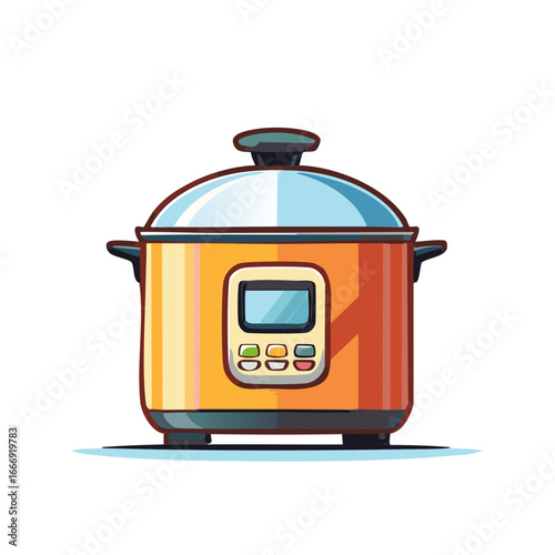 Modern electric multi cooker kitchen appliance vector illustration cartoon icon