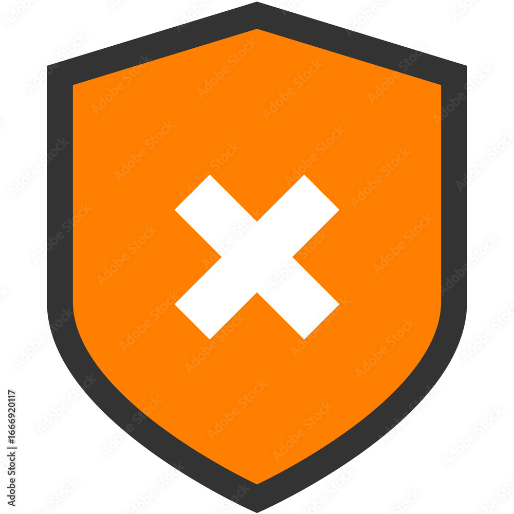 Obraz premium orange shield cross x icon