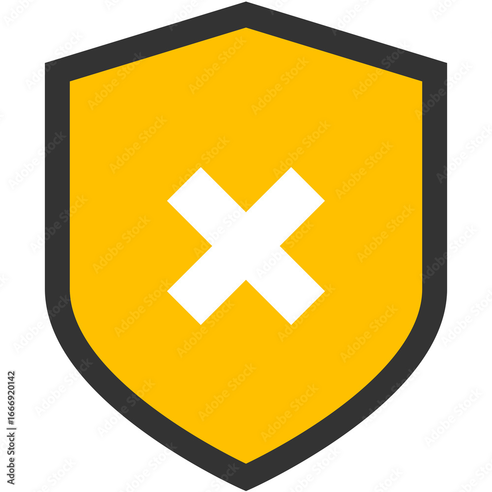 Obraz premium yellow shield cross x icon