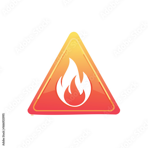 Stylized Flames Within A Triangle Safety Sign Symbol Illustration