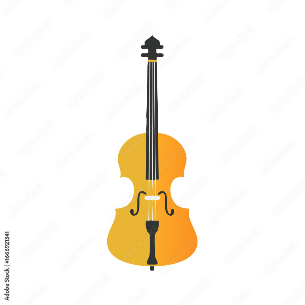 Fototapeta premium Elegant Cello with Golden Gradient, Musical Instrument Illustration