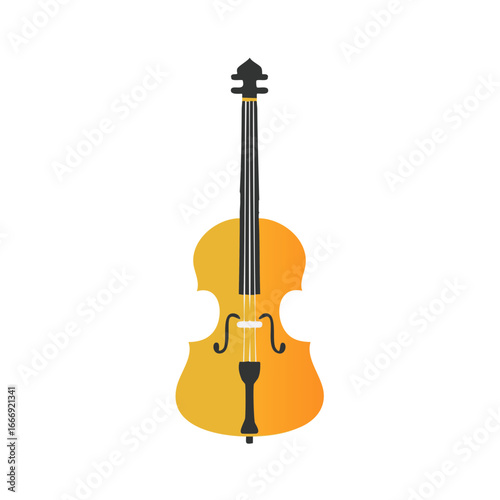 Elegant Cello with Golden Gradient, Musical Instrument Illustration