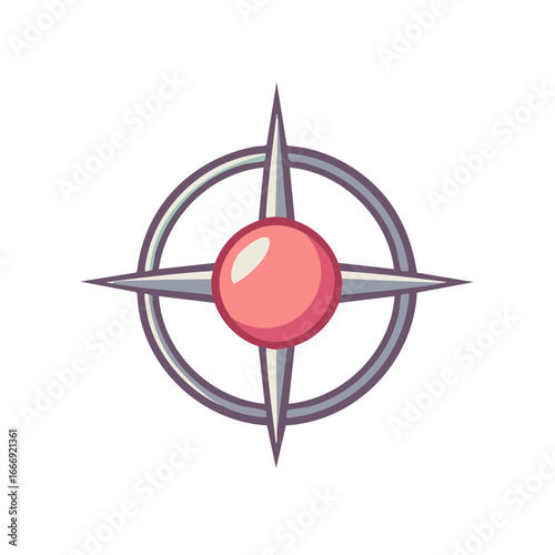Wallpaper Mural Simple Compass Rose Illustration with Pink Orb Navigator Design for Wayfinding Applications Torontodigital.ca