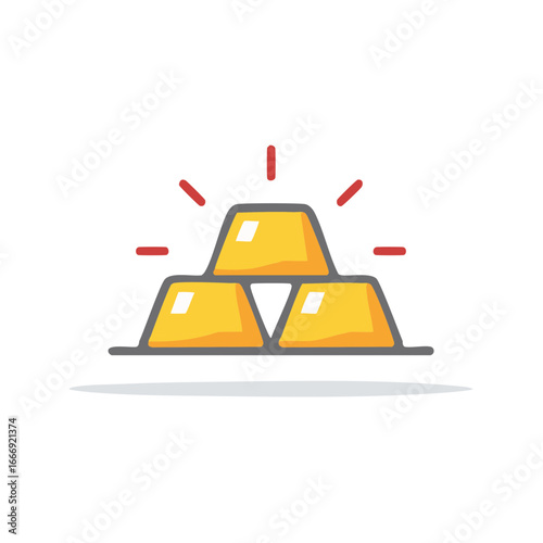 Shiny gold bar stack icon representing wealth success and investment