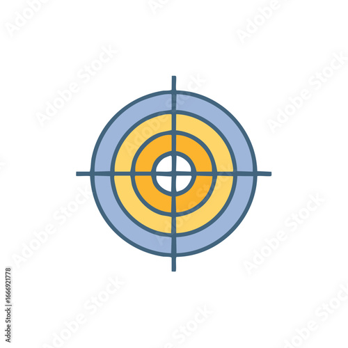 Circular Target Illustration in Blue and Yellow, Aiming and Precision Concept