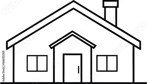 Simple outline drawing of a house with a chimney