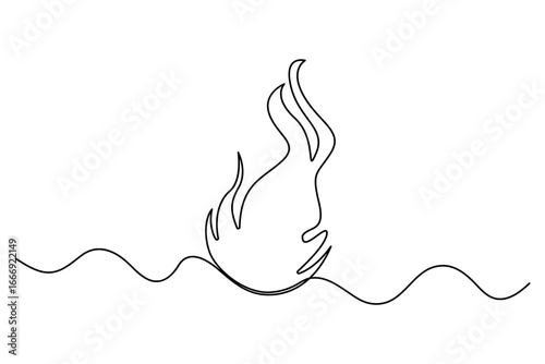 Continuous one line drawing of bonfire flame outline vector illustration minimal fire art on white background
