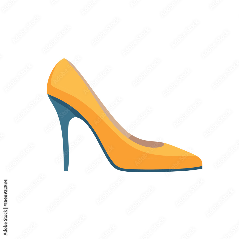 Obraz premium Stylish Yellow High Heel Shoe with Blue Heel and Sole for Fashion Illustration