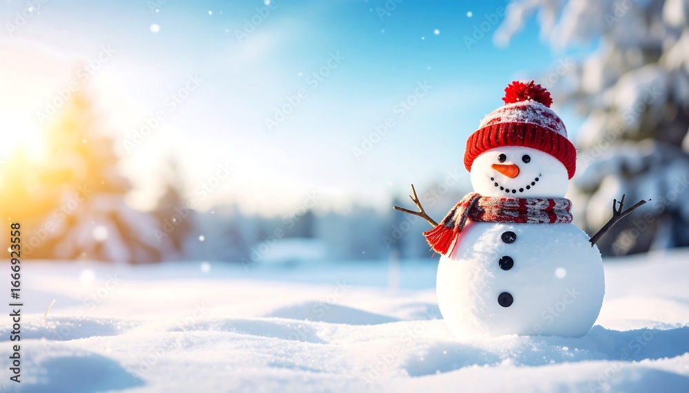 Fototapeta premium Snow Man in Winter Wonderland