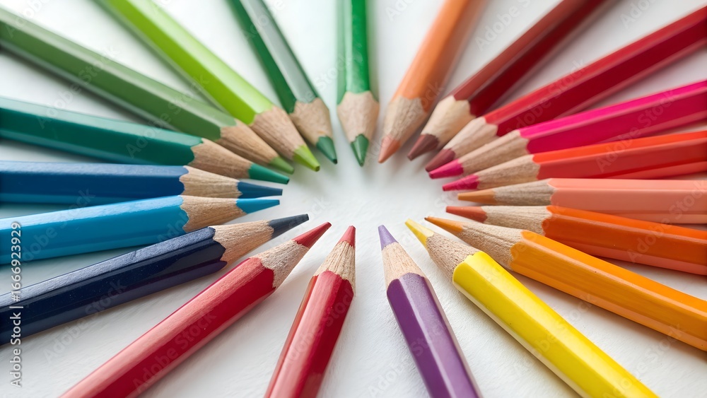 Naklejka premium colored pencils on white background