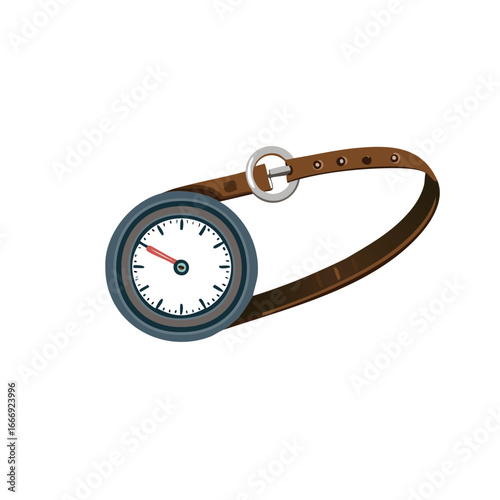 A classic analog watch with a brown leather strap and silver buckle