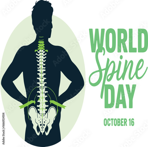 World Spine Day Emphasizing Spinal Health Awareness Featuring a Human Silhouette and Spine