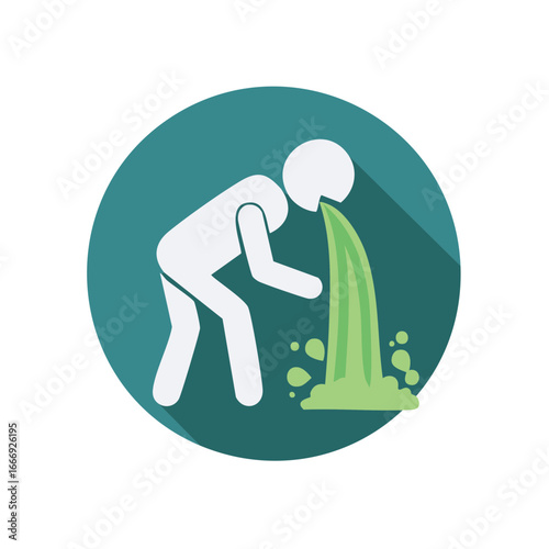 Vomiting person icon green liquid symbol for sickness nausea and upset stomach