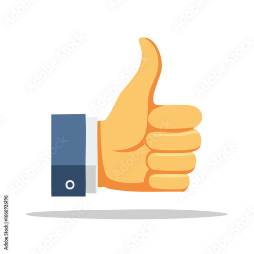 Hand with thumb up gesture, acceptance and agreement, positive feedback icon.