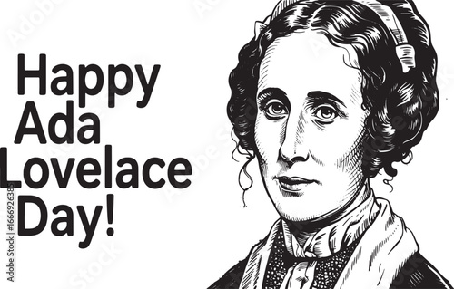 Celebrating Ada Lovelace Day A Pioneer of Computing and Mathematics, A Vintage Monochrome Portrait in Remembrance