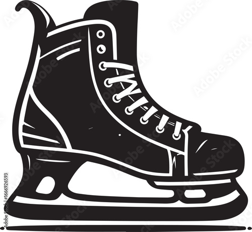 Hockey Skate Silhouette | Black Vector Icon Illustration