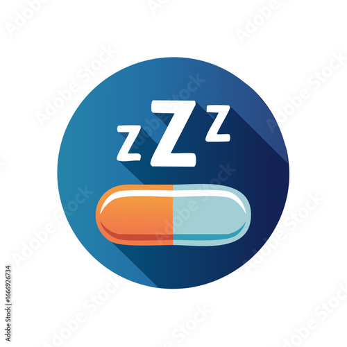 Sleep Aid Concept with Capsule and Zzz Letters Symbolizing Rest and Tranquility for Health Wellness