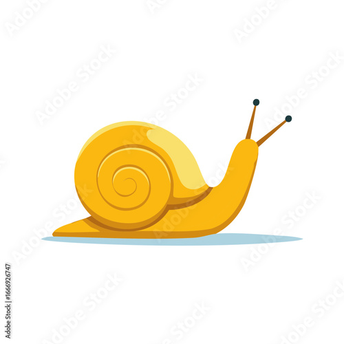 Cartoon Snail Slowly Crawling Illustration Cute Golden Insect
