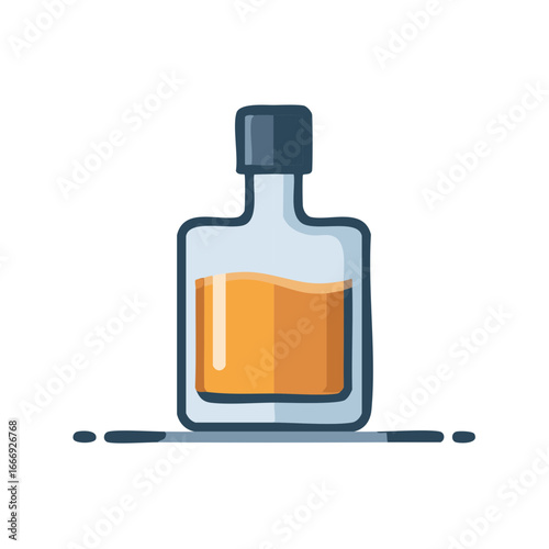 Simple icon of a modern glass bottle holding amber liquid and a stopper